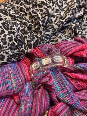 Vintage Lucite Bracelet and Two Long Scarves Great Condition
